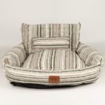 PAW Small Brown Stripe Design Sofa Style Pet Bed (50 × 50 × 26cm) - Image 13