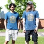 Nomad Sari Unisex Stonewashed Blue Hamsa Cotton T-Shirt (XL) - Image 2