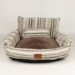 PAW Small Brown Stripe Design Sofa Style Pet Bed (50 × 50 × 26cm) - Image 9