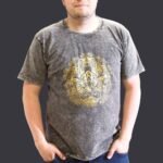 Nomad Sari Unisex Stonewashed Dark Grey Hamsa Cotton T-Shirt (XL) - Image 2