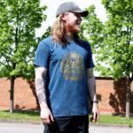 Nomad Sari Unisex Stonewashed Blue Hamsa Cotton T-Shirt (XL) - Image 3