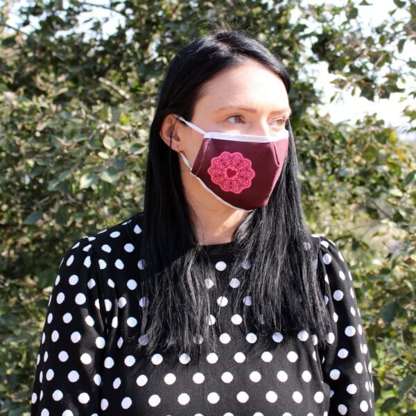 Ancient Wisdom Adult Reusable Fashion Face Covering – Red Mandala Heart