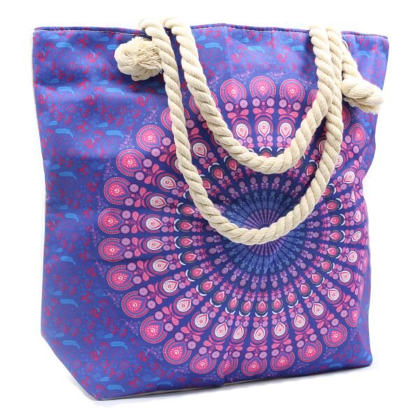 Ancient Wisdom Rope Handle Mandela Design Bag – Purple / Blue