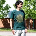 Nomad Sari Unisex Stonewashed Green Hamsa Cotton T-Shirt (Medium) - Image 2