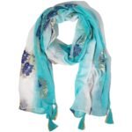 Nomad Sari Turquoise & Gold Aqua Fish Print Scarf (180 x 50cm)
