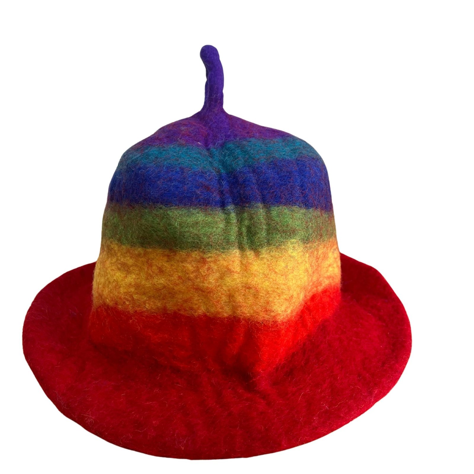 bG9jYWw6Ly9tZWRpYS9IUS9KQy82MFIzMEMxSDc0UzNKQ0hRLzMzMDI0MmRkLmpwZWc.jpg Ancient Wisdom Rainbow Colours Design Felted Sauna Bowl Hat - Image 1