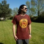 Nomad Sari Unisex Stonewashed Maroon Dragon Mandala Cotton T-Shirt (Medium) - Image 9