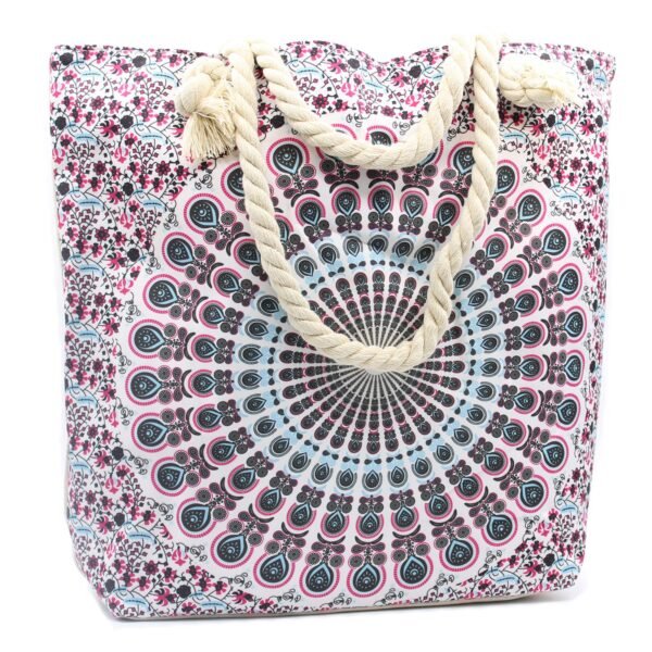 Ancient Wisdom Rope Handle Mandela Design Bag – Electric Blue