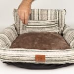 PAW Small Brown Stripe Design Sofa Style Pet Bed (50 × 50 × 26cm) - Image 4