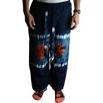 Ancient Wisdom Japanese Style Blue, Teal & Orange Lounge Pants (Large)