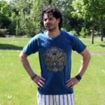 Nomad Sari Unisex Stonewashed Blue Hamsa Cotton T-Shirt (Medium) - Image 5