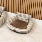 PAW Small Brown Stripe Design Sofa Style Pet Bed (50 × 50 × 26cm) - Image 3