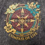 Nomad Sari Unisex Stonewashed Charcoal Compass of Life Cotton T-Shirt (Small) - Image 5
