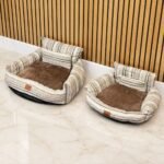 PAW Medium Brown Stripe Design Sofa Style Pet Bed (60 × 60 × 28cm) - Image 2
