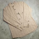 Nomad Sari Men’s Brown & Beige Stripe Design Grandad Shirt (XL) - Image 6