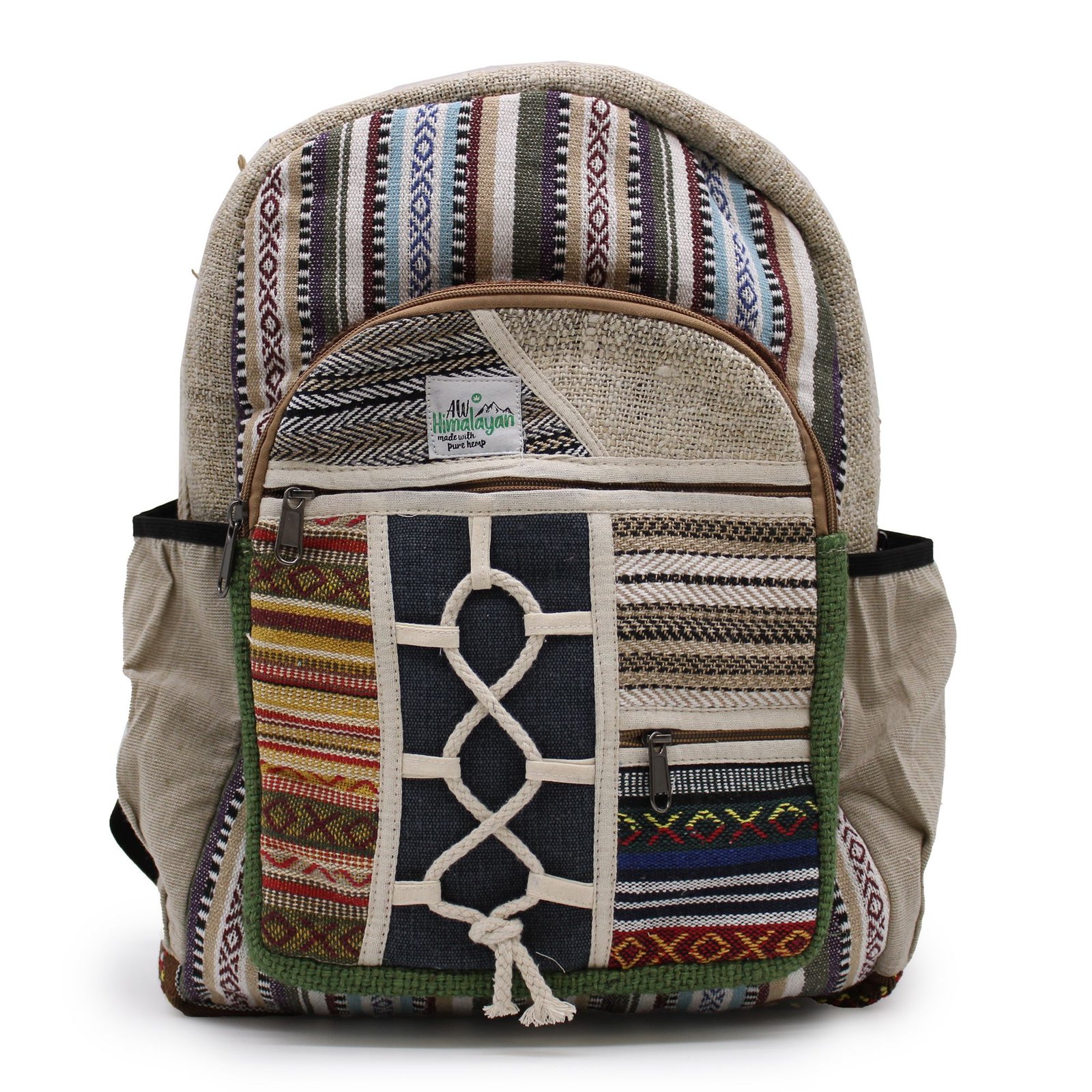 bG9jYWw6Ly9tZWRpYS9TSi82Qy82MFIzMEMxRzZSUjM2Q1NKLzZkNjdlZWQ1LmpwZWc.jpg Ancient Wisdom Hemp & Cotton Rope & Pockets Style Large Backpack - Image 1