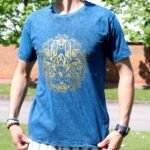 Nomad Sari Unisex Stonewashed Blue Hamsa Cotton T-Shirt (Medium) - Image 6