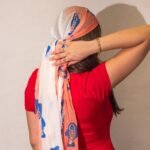 Nomad Sari Coral & Gold Aqua Fish Print Scarf (180 x 50cm) - Image 2