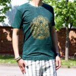 Nomad Sari Unisex Stonewashed Green Hamsa Cotton T-Shirt (Medium) - Image 3