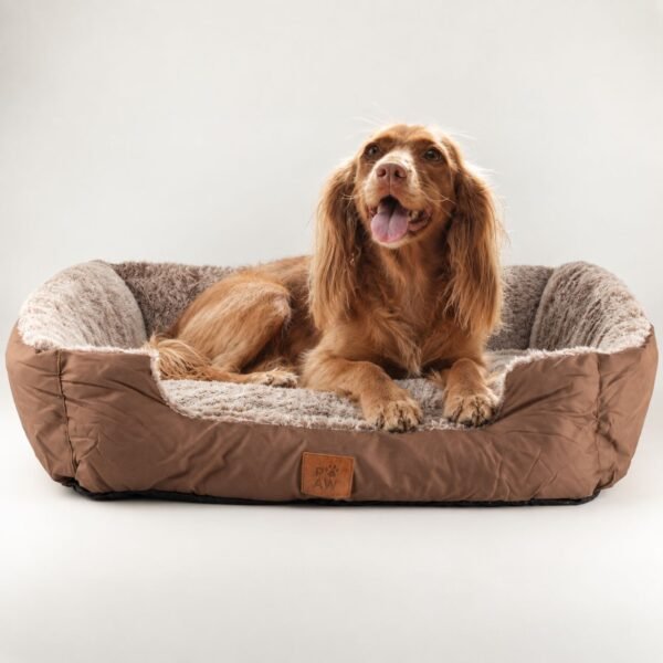 PAW Medium Plush Teddy Brown Pet Bed (70 × 55 x 18cm)