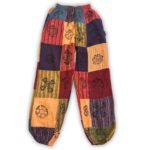 Nomad Sari Block Print Designs Orange Tones Mushroom Pants (S/M) - Image 2