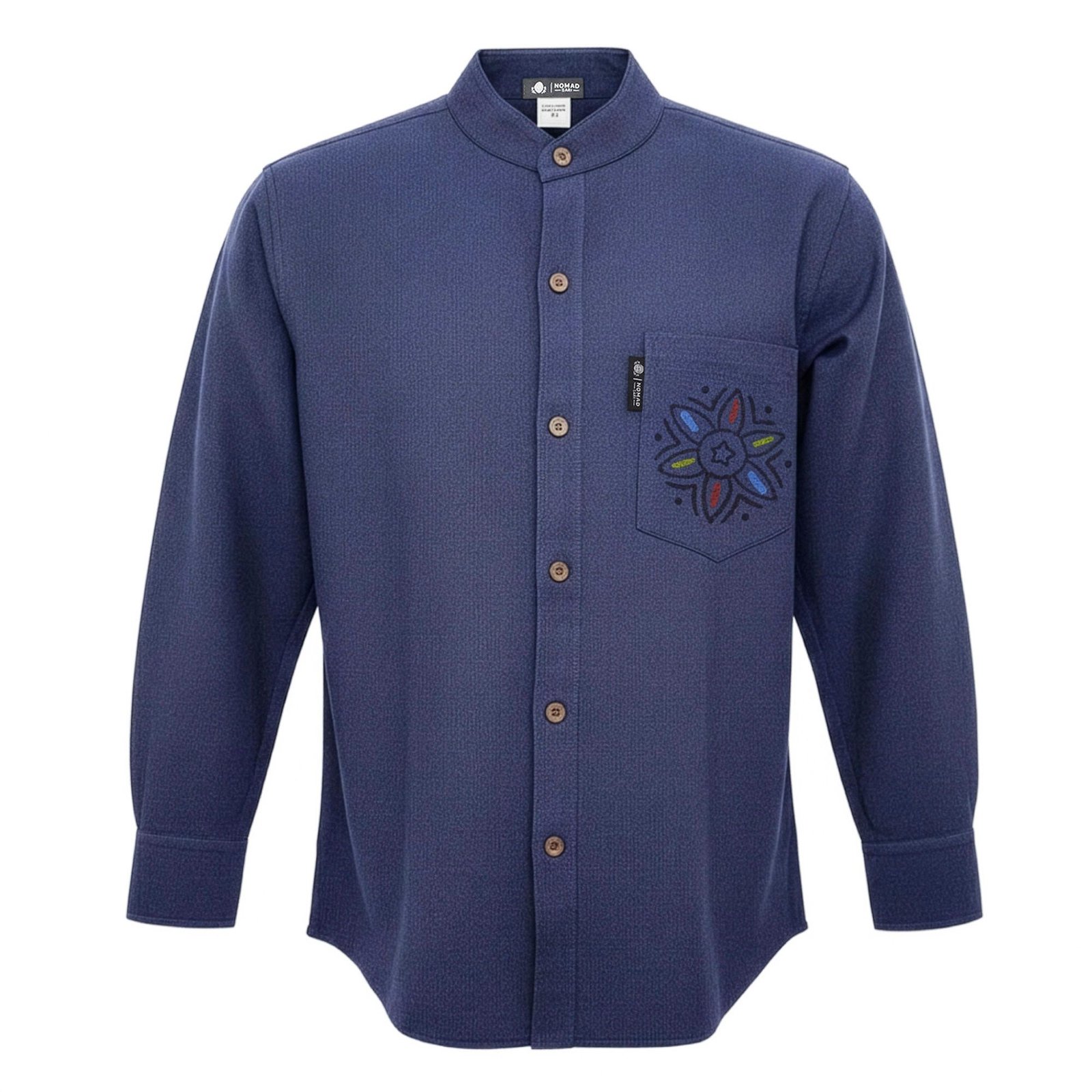 bG9jYWw6Ly9tZWRpYS9TTS9FQy82MFIzMEMxSjY4VzNFQ1NNLzYxMTUwY2VlLmpwZw.jpg Nomad Sari Men's Indigo Artisan Kathmandu Shirt (XXL) - Image 1