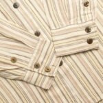 Nomad Sari Men’s Brown & Beige Stripe Design Grandad Shirt (XL) - Image 4