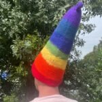 Ancient Wisdom Rainbow Colours Design Felted Sauna Wizard Hat - Image 2