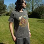 Nomad Sari Unisex Stonewashed Charcoal Compass of Life Cotton T-Shirt (Medium) - Image 4