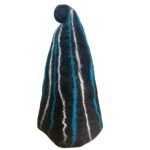 Ancient Wisdom Black & Blue Streaks Design Felted Sauna Wizard Hat