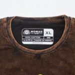 Nomad Sari Unisex Stonewashed Brown Sun & Zodiac Cotton T-Shirt (XL) - Image 5