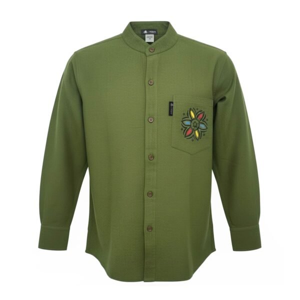 Nomad Sari Men’s Forest Green Artisan Kathmandu Shirt (XL)