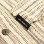 Nomad Sari Men’s Brown & Beige Stripe Design Grandad Shirt (XL) - Image 3