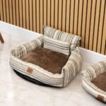 PAW Medium Brown Stripe Design Sofa Style Pet Bed (60 × 60 × 28cm) - Image 8