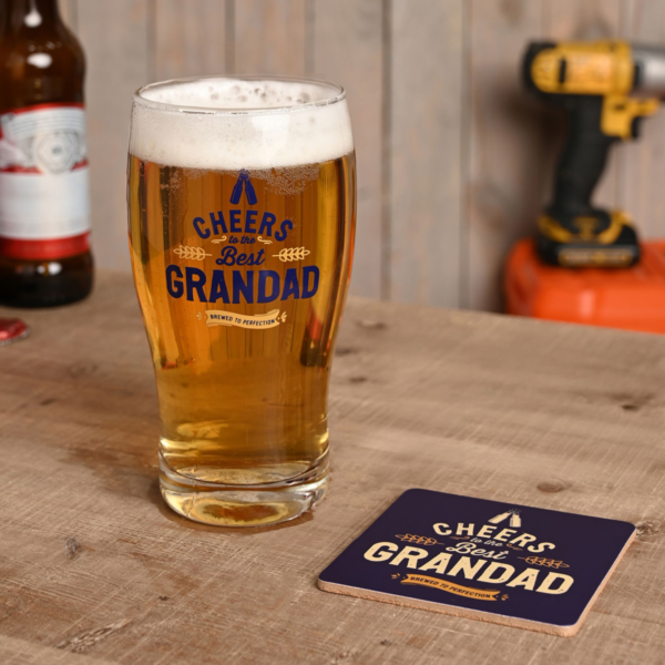 Well Crafted Pint Glass and Coaster Set - Grandad