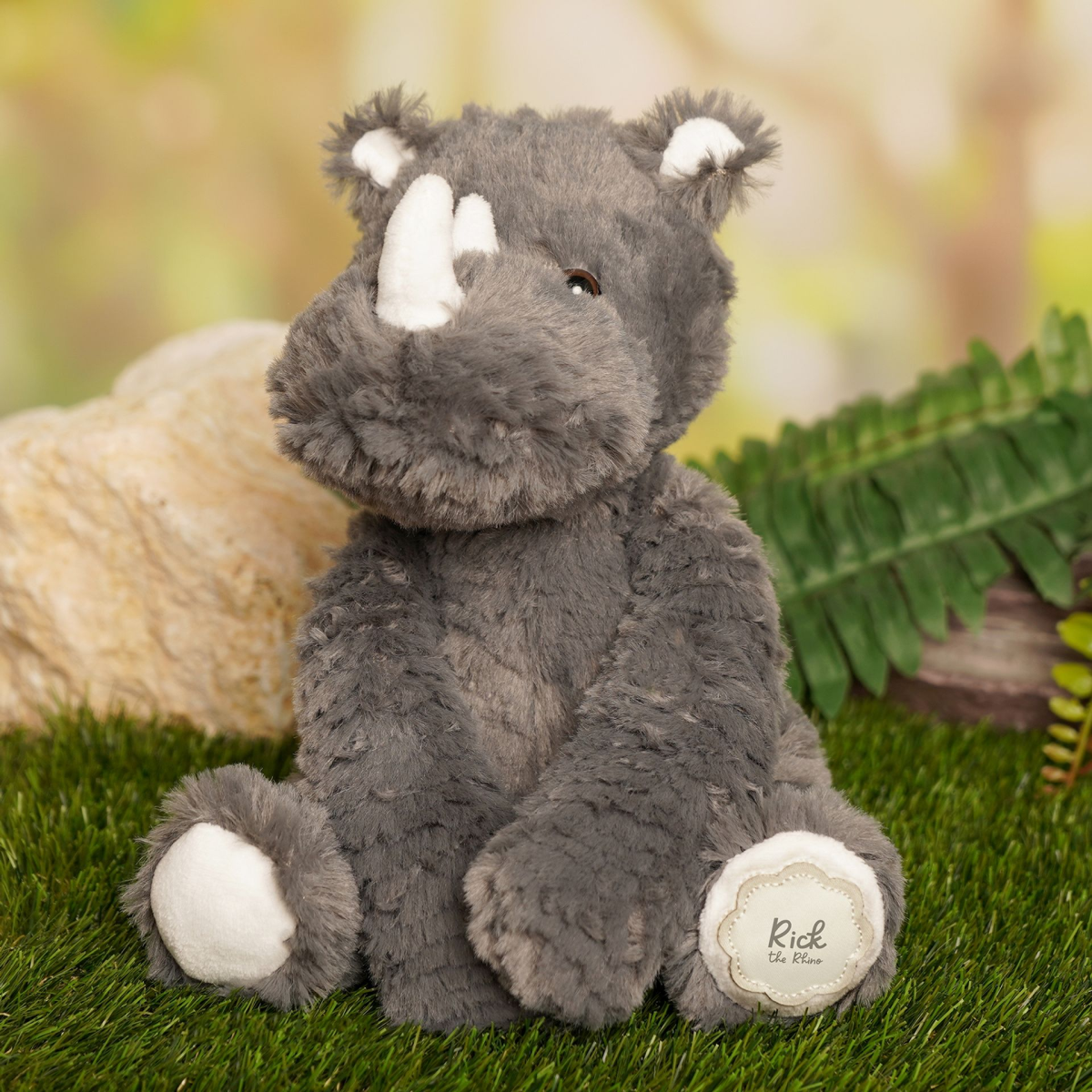 main-120.png Softies Rick The Grey Sitting Rhino Plush Toy (22cm) - Image 1