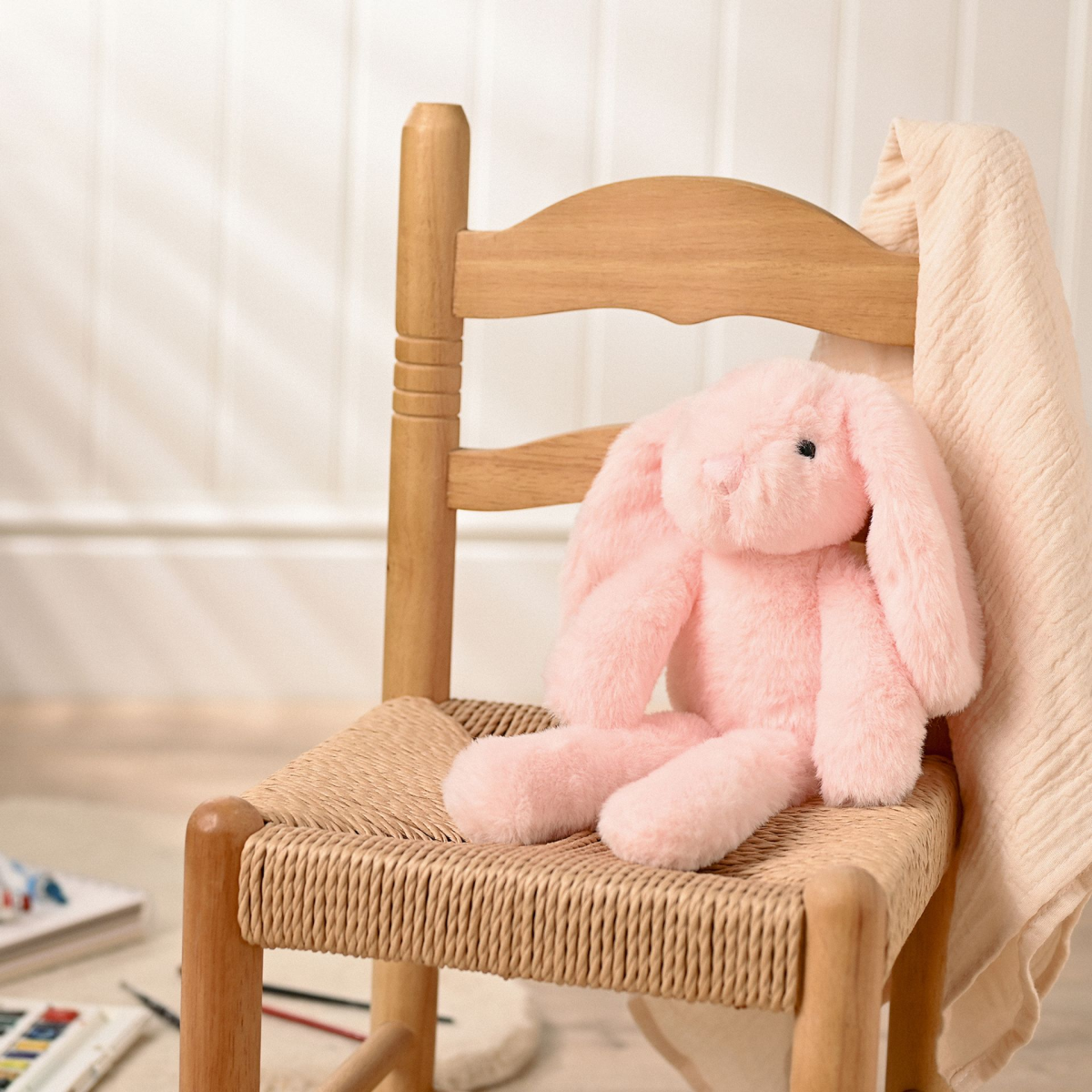 main-161.png Softies Katie The Long Leg Light Pink Plush Bunny Toy (35cm) - Image 1