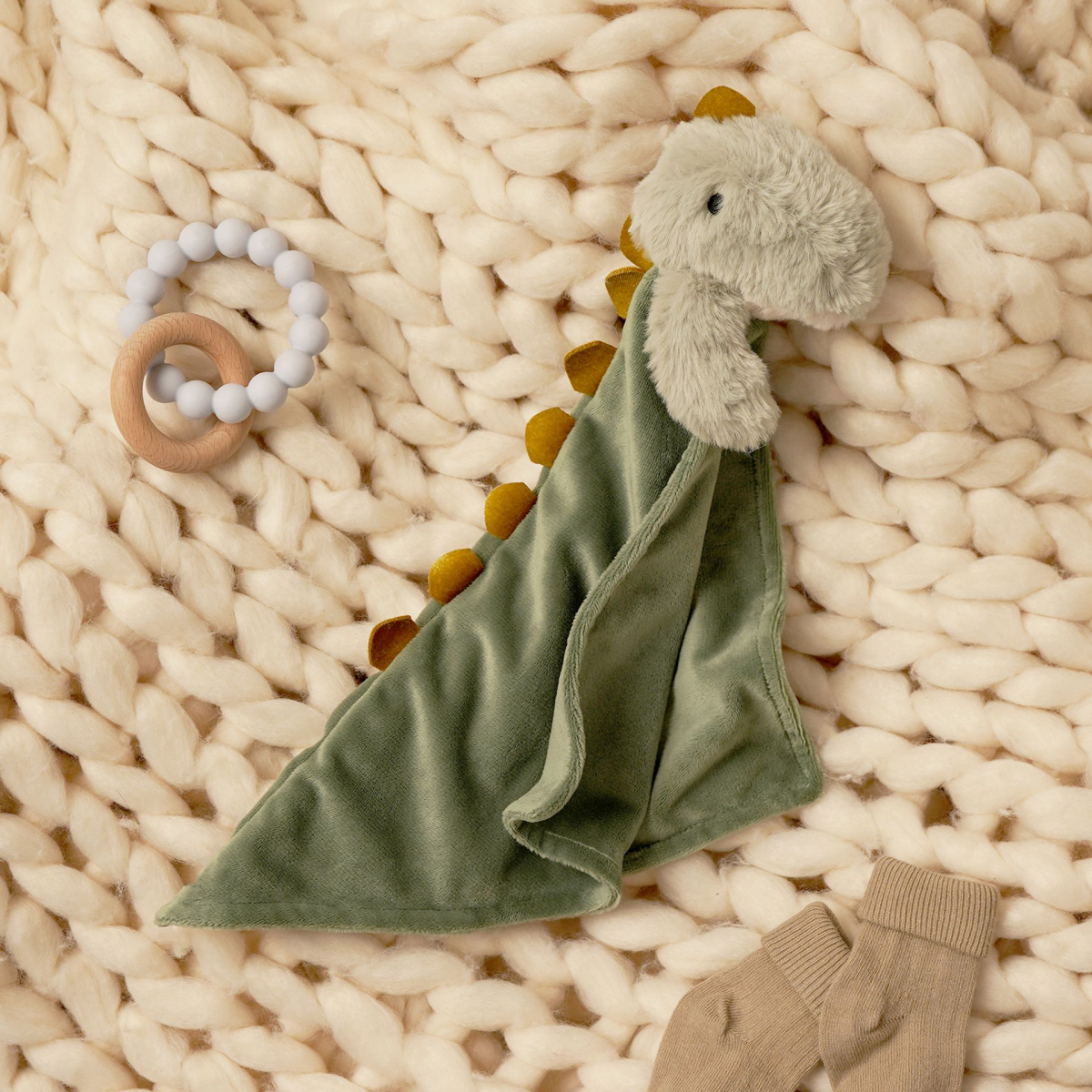 main-164.png Softies Tommy The T-Rex Dinosaur Two Side Short Plush Baby Comforter - Image 1