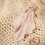 Softies Willow The Pink Bear Two Side Short Plush Baby Comforter