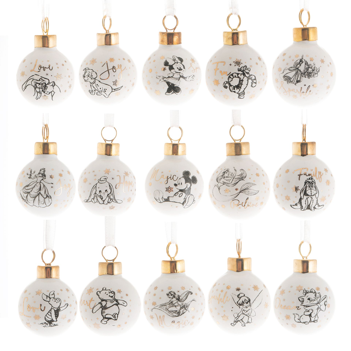 main-206.png Disney Set of 15 Characters Ceramic Christmas Baubles - Image 1