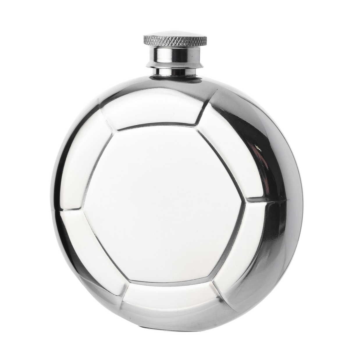 main-24.png Harvey Makin Classic 5oz Stainless Steel Football Mirror Polished Hip Flask - Image 1