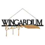 Harry Potter Alumni Black & Gold Spell Hanging Wooden Sign - Wingardium