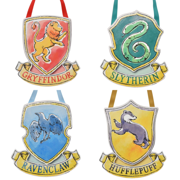 Harry Potter Set of 4 Hanging Wooden House Crests Plaques