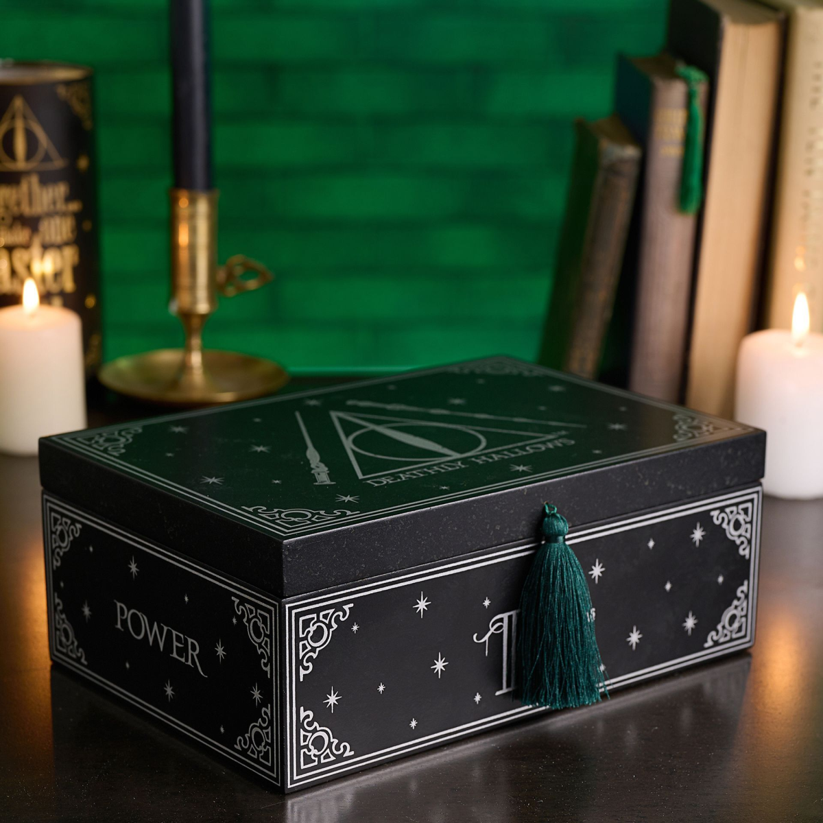 main-96.png Harry Potter Dark Arts Black Wooden Keepsake/Storage Box - Deathly Hallows - Image 1