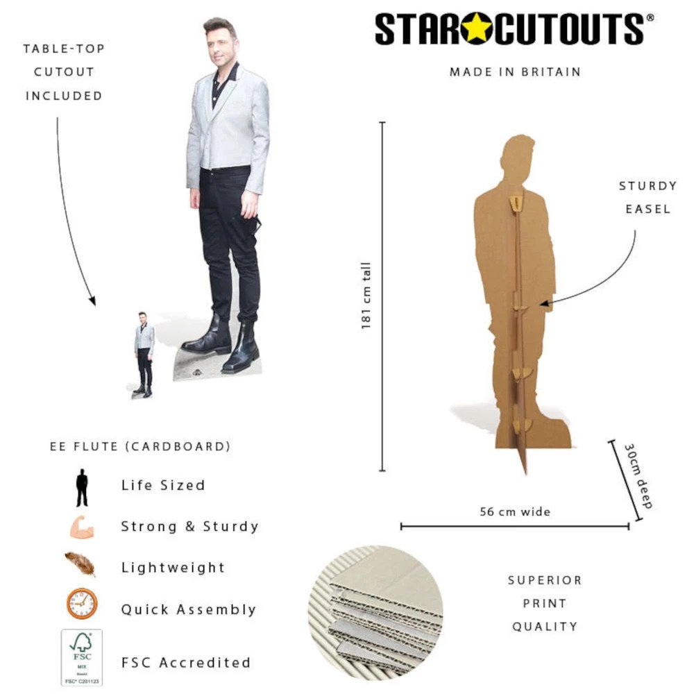 CS1277 Mark Feehily Westlife Irish Singer Lifesize Mini Cardboard Cutout Standee Features