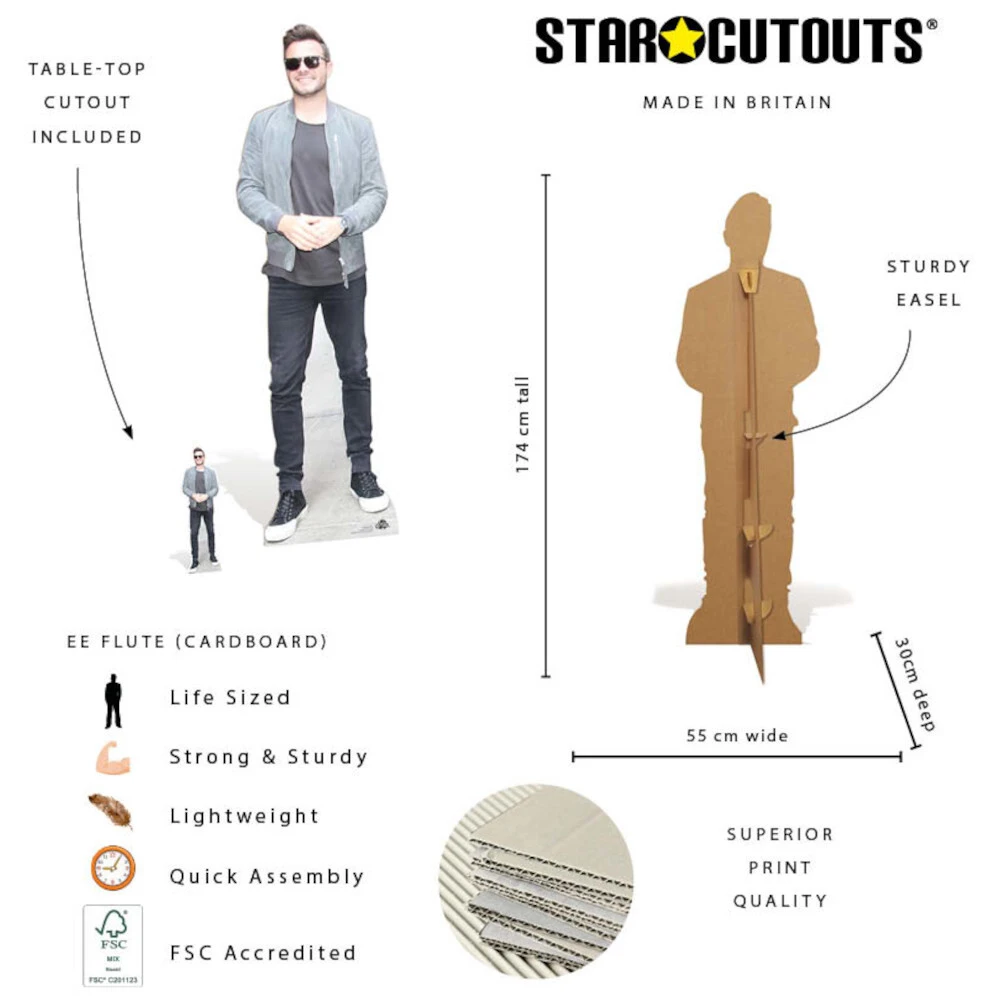 CS1278 Shane Filan Westlife Irish Singer Songwriter Lifesize Mini Cardboard Cutout Standee Features