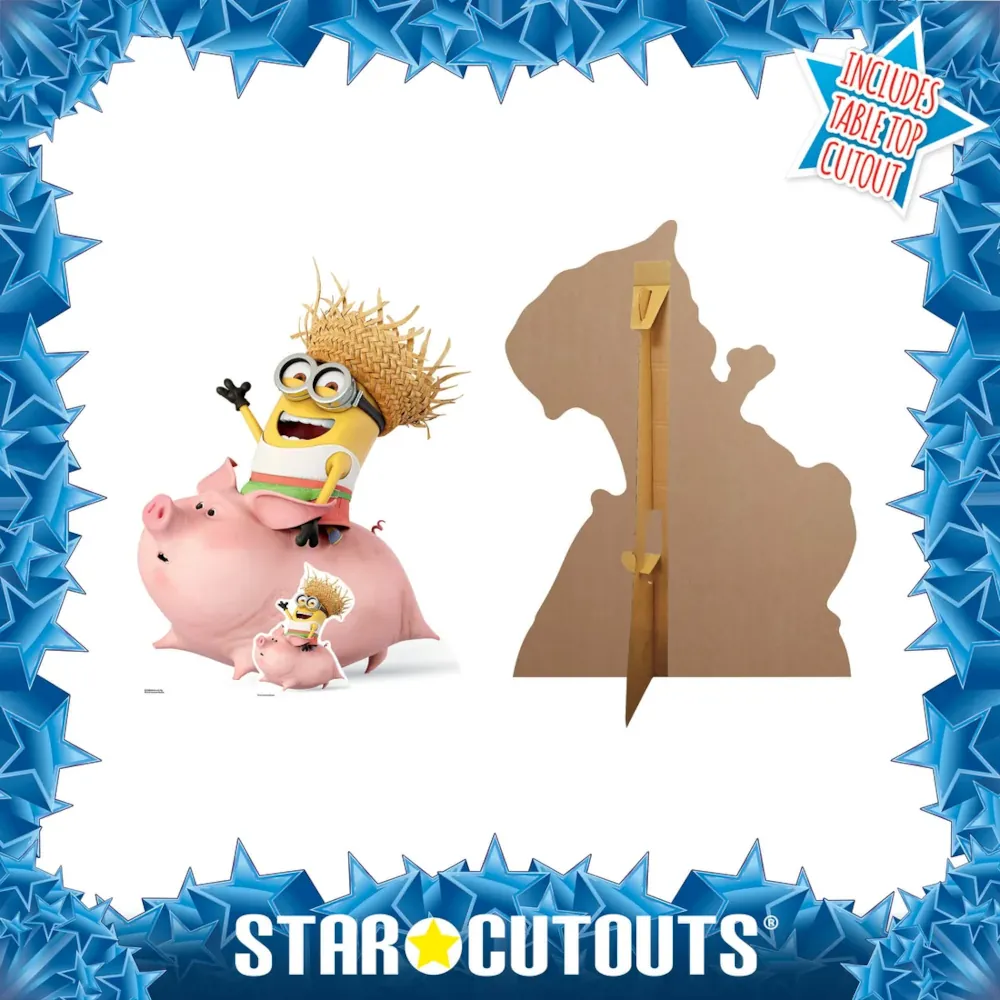SC1038 Dave Minion Riding a Pig (Despicable Me 3) Official Lifesize + Mini Cardboard Cutout Standee Frame