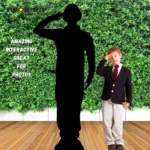 SC1176 World War I Soldier Salute Silhouette Lifesize Cardboard Cutout Standee Boy
