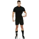SC1399 Rugby Player (Black Kit) Lifesize + Mini Cardboard Cutout Standee