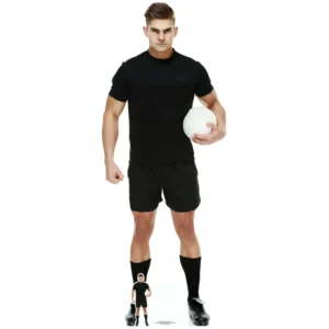 SC1399 Rugby Player (Black Kit) Lifesize + Mini Cardboard Cutout Standee